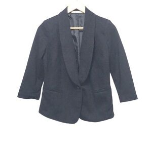 GIBSON womens black one button stretchy blazer size Small 3/4 sleeve